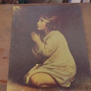 Vintage Style Praying Child Museum Stamped&Signed Art